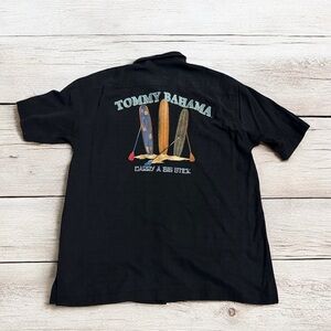 Tommy Bahama Men’s Carry a Big Stick Black Silk Button Up Camp Shirt ~ Size L